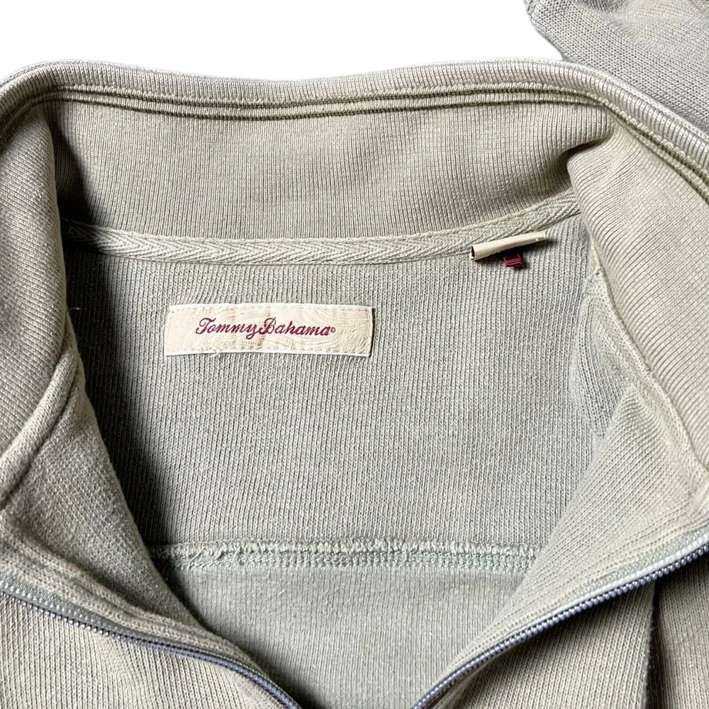 Tommy Bahama Quarter Zip Sweater Sage Color Mock Neck Pullover Men’s Size Large